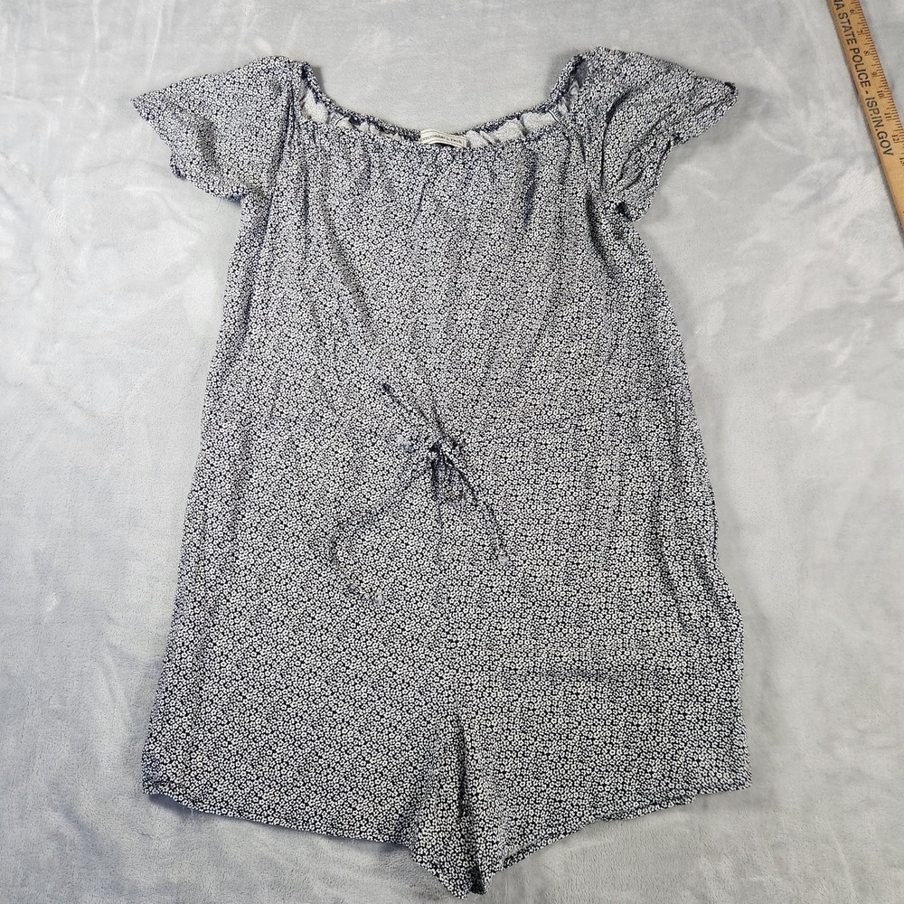 Abercrombie & Fitch Ditsy Floral Romper Blue White Med Preppy 90s Vintage